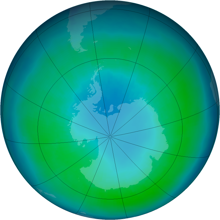 Antarctic ozone map for April 2004